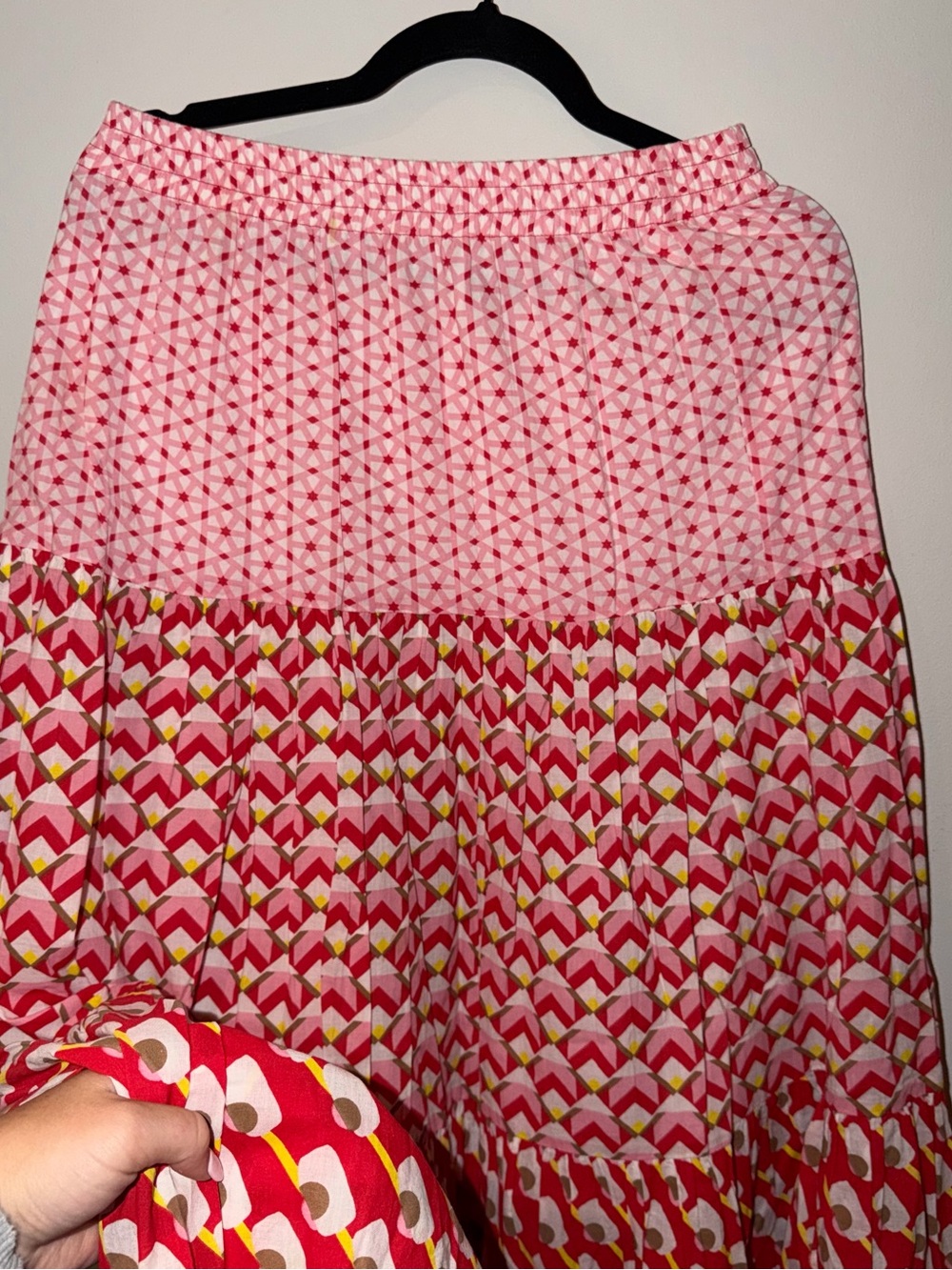 Ro’s Garden Women’s Pink Patterned Tiered Skirt